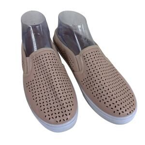 Gold Toe Beige Tan Eyelet Cutout Slip On Comfort Cushioned Platform Shoes Size 9